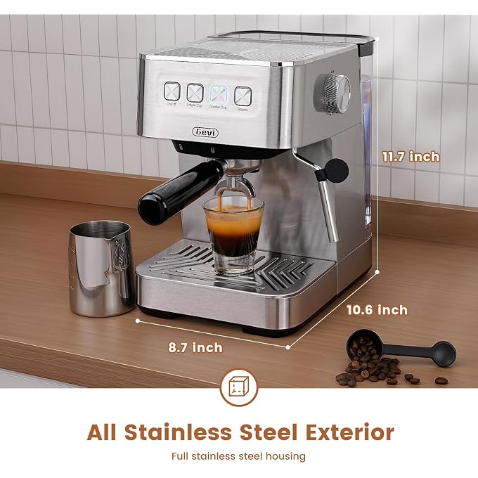 Gevi 20 Bar Espresso Machine, Programmable Coffee Maker with Milk Frother | Budget under$100; Removable Water Tank; Produce Good Crema; Include Necessary Accessories; Can Make Americanos; Easy to Clean - Image 2