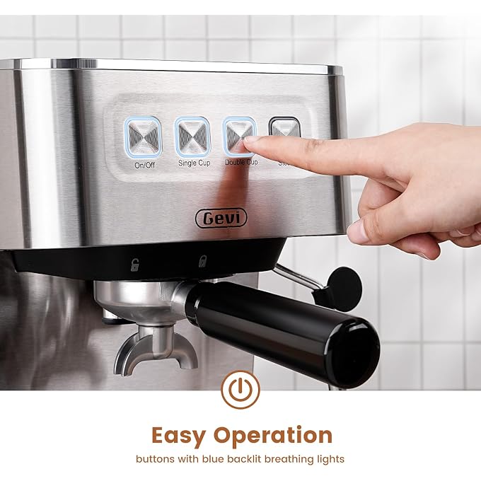 Gevi 20 Bar Espresso Machine, Programmable Coffee Maker with Milk Frother | Budget under$100; Removable Water Tank; Produce Good Crema; Include Necessary Accessories; Can Make Americanos; Easy to Clean - Image 3