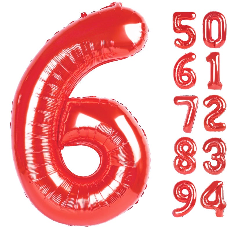 IWERP Red 6 Balloon Number Balloon 40 Inch for Red Party Supplies 6th Balloons for Birthday 6 Birthday Balloon Number 6 Balloon - Image 3