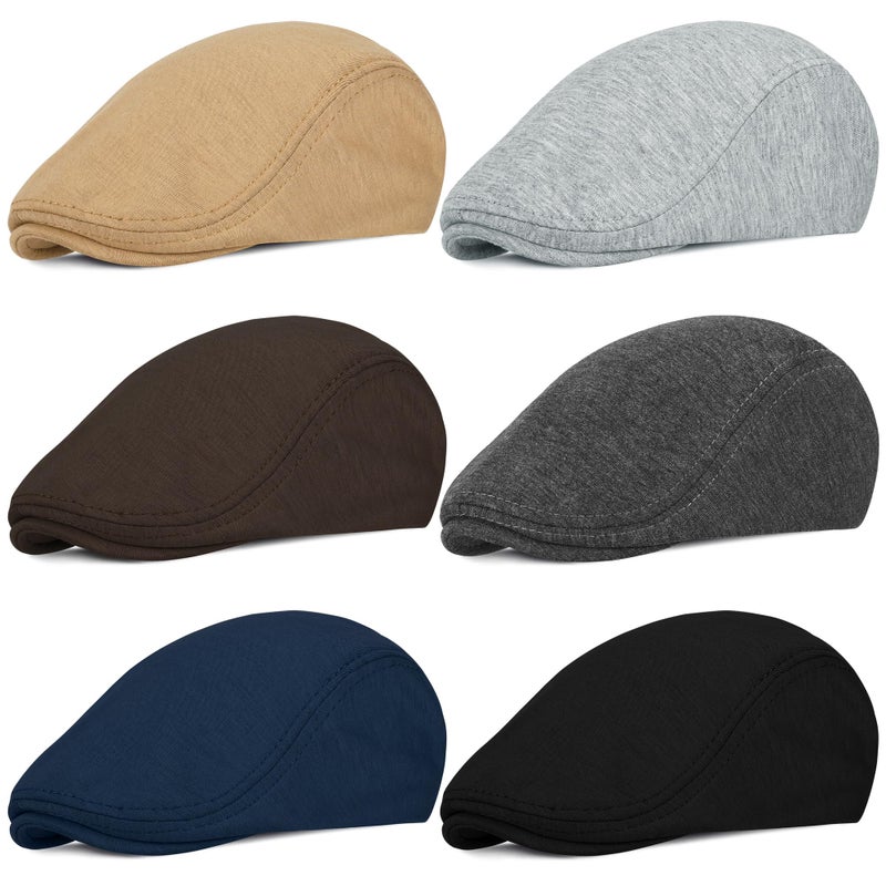 KUTTOR 6 Pieces Men's Newsboy Caps Gatsby Cabbie Driving Hunting Cap Newsboy Flat Cap Irish Hats Ivy Hat - Image 1