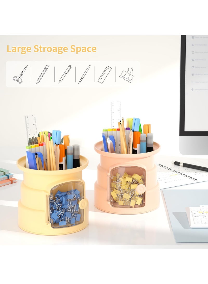 SYOSI 2 Pcs Pen Holder for Desk, 360 Degree Rotating Pencil Holder Makeup Brush Holder, Multifunctional Pen Organizer, Desk Caddy for School, Office, Home, Art Supply - Image 4