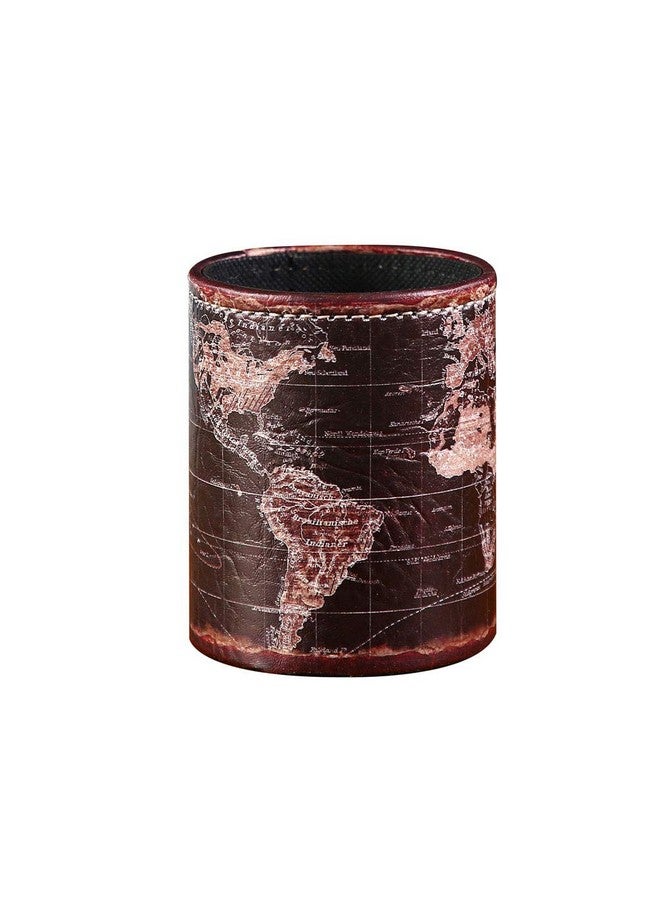 LINKWELL Black World Map Pattern Pu Leather Pencil Pen Holder Desk Organizer Ph46 - Image 1