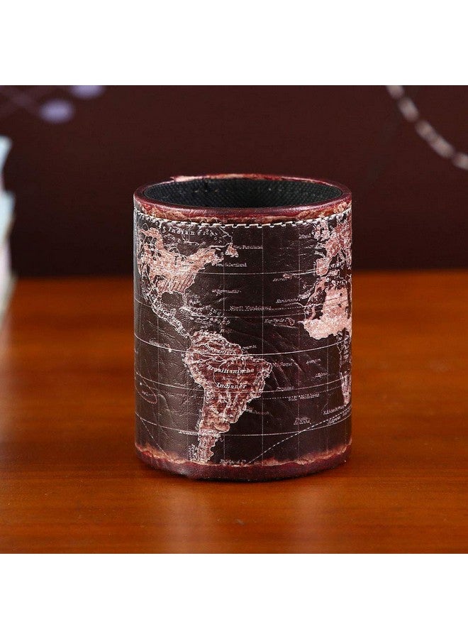 LINKWELL Black World Map Pattern Pu Leather Pencil Pen Holder Desk Organizer Ph46 - Image 2