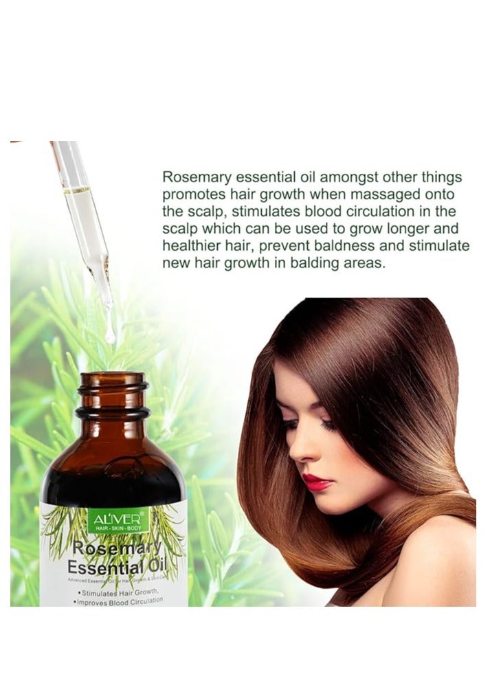 أليفر زيت إكليل الجبل لنمو الشعر، 2 أونصة سائلة، مصل زيوت إكليل الجبل العطرية العضوية النقية للشعر الجاف التالف والنمو، وعلاج تساقط الشعر وفروة الرأس - Image 4
