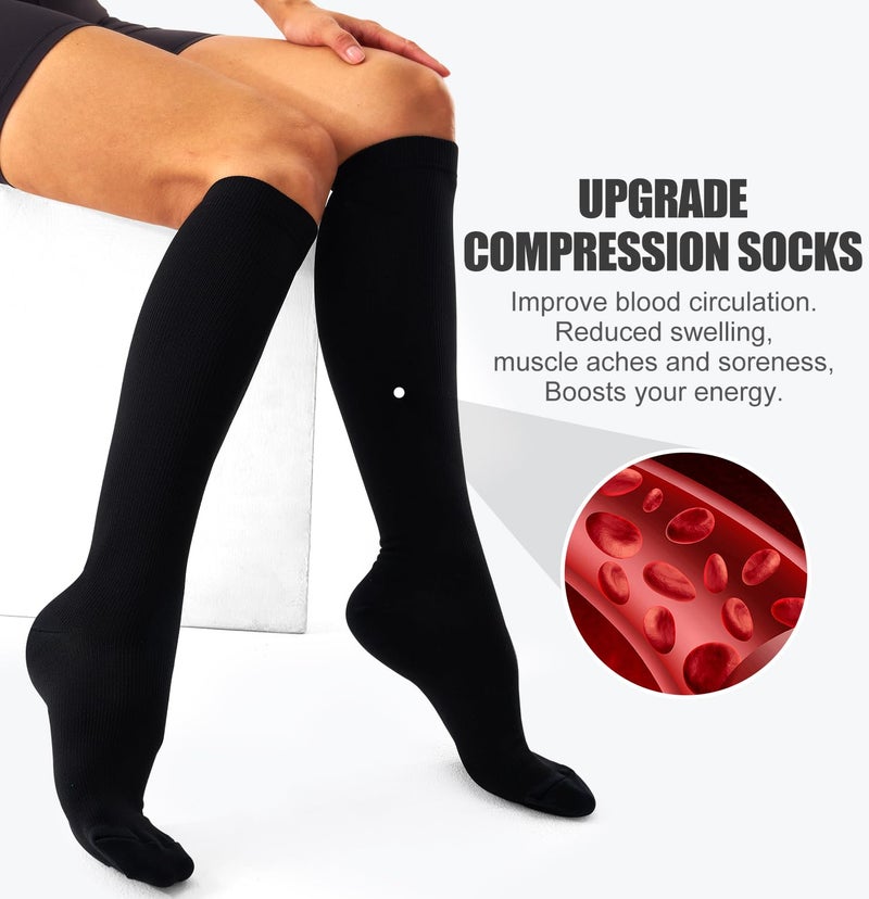 Bluemaple 4 Pairs Compression Socks for Women and Men-Circulation Best Support Socks for Running,Athletic,Cycling - Image 5