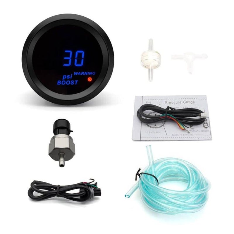 SINCO TECH Car Digital Gauge 52mm Blue LED Automobile Meter Boost GaugeNew Sensor
