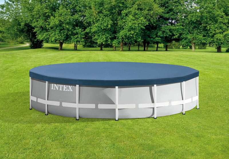 INTEX 28032E Pool Cover: for 15ft Round Metal Frame Pools â€“ Includes Rope Tie â€“ Drain Holes â€“ 10in Overhang â€“ Snug Fit - Image 2