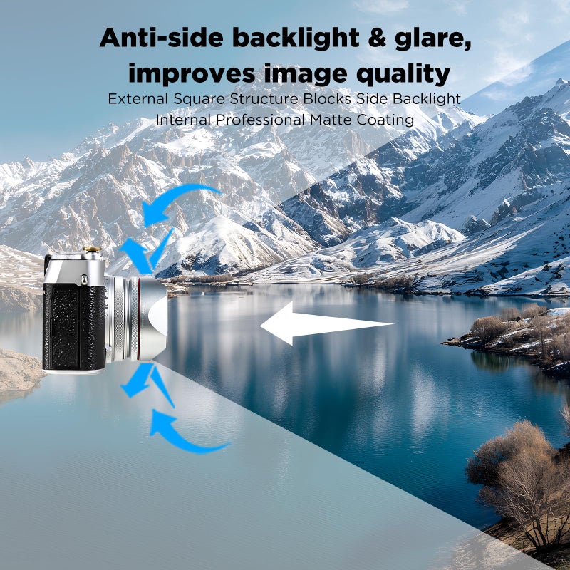 Haoge Square Metal Lens Hood for Fuji X100VI Fujifilm FinePix X100V X100F X100 X100S X100T X70 Camera Accessories Silver with Cap and 49mm Adapter Ring Kit - Image 5