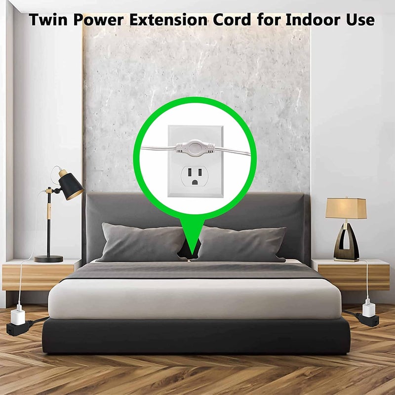 SUPREME PRO Twin Extension Cord Power Strip - 12 Foot Cord - 6 feet on Each Side - Outlet Plug with Safety Cover - Image 4