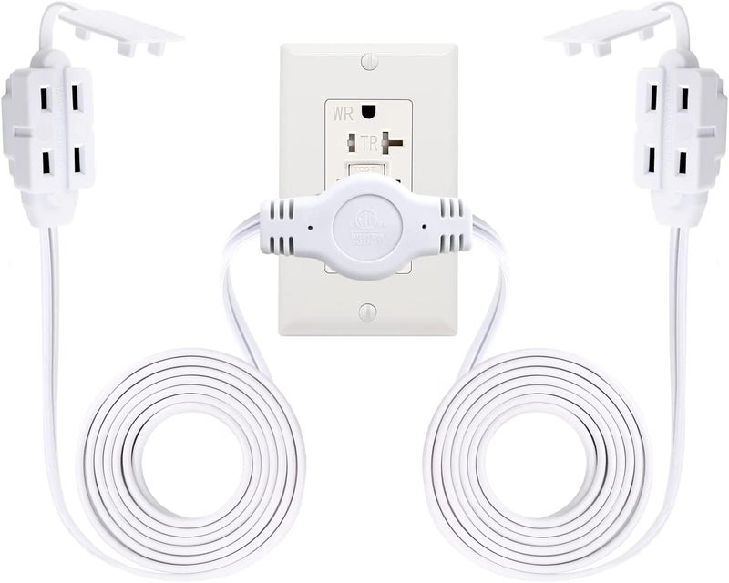 SUPREME PRO Twin Extension Cord Power Strip - 12 Foot Cord - 6 feet on Each Side - Outlet Plug with Safety Cover - Image 1