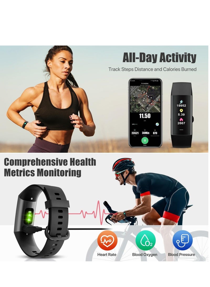 Captaintech Fitness Tracker,1.10''AMOLED Touch Color Screen Activity Tracker with Step Counter/Calories/Stopwatch, Health Tracker with Heart Rate Monitor, Sleep Tracker,Pedometer Watch for Women Men Kids - Image 3