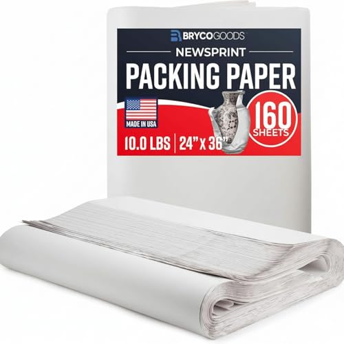 Bryco Goods 24" x 36" Newsprint Packing Paper Sheets for Moving | 160 Sheets | 10lb | Made in USA | Newspaper Paper | Must Have in Your Shipping Supplies - Image 1