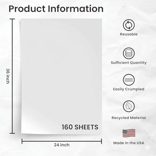 Bryco Goods 24" x 36" Newsprint Packing Paper Sheets for Moving | 160 Sheets | 10lb | Made in USA | Newspaper Paper | Must Have in Your Shipping Supplies - Image 2