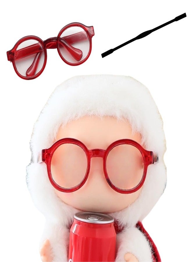 Jojedomo Used for Labubu Glasses Stuff Set,Compatible with Labubu Accessories for 17cm Doll (red Framed Glasses, M) - Image 1
