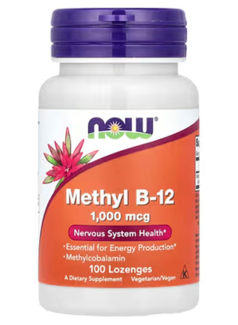 Now Foods Methyl B-12 Dietary Supplement 1000 mcg - 100 Lozenges - Image 1