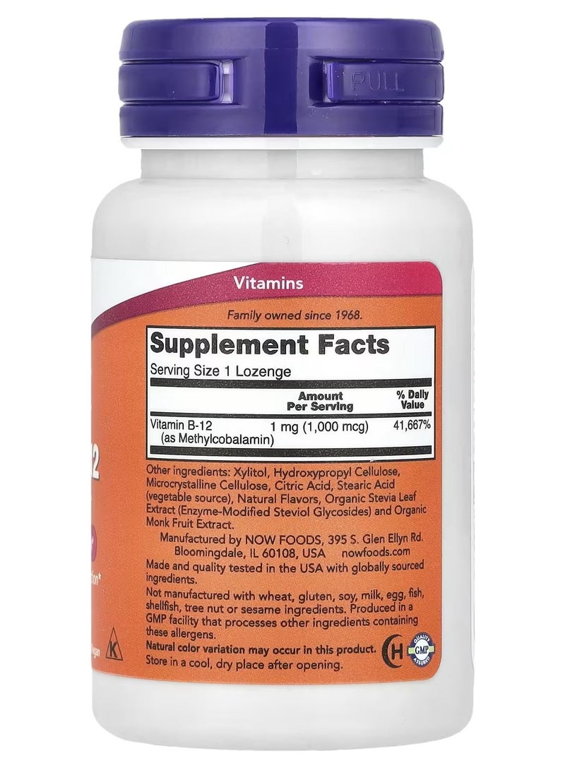 Now Foods Methyl B-12 Dietary Supplement 1000 mcg - 100 Lozenges - Image 2