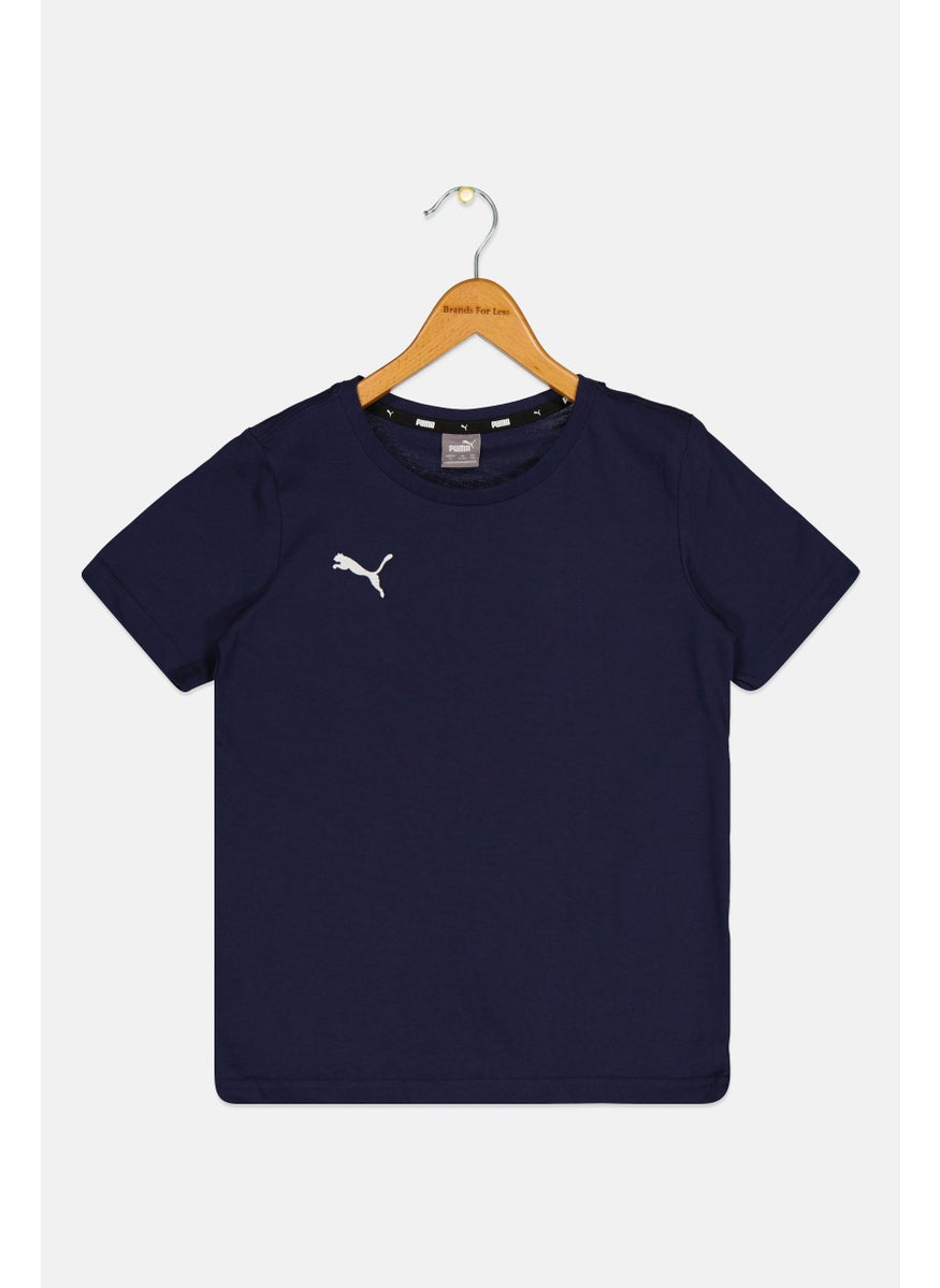 PUMA Kids Boy Embroidered Logo Short Sleeve Outdoor T-Shirt, Navy  - Image 1