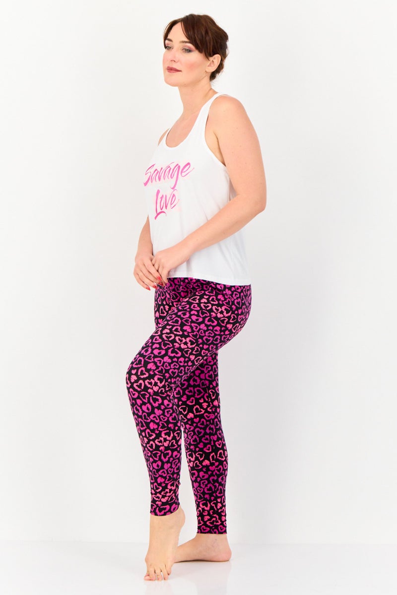French Affair Women 2 Piece Graphic Sleeveless Top And Bottom Pajama Set, Multicolor  - Image 3