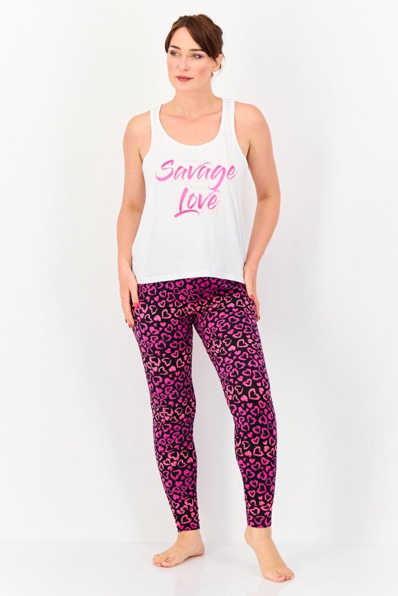 French Affair Women 2 Piece Graphic Sleeveless Top And Bottom Pajama Set, Multicolor  - Image 1