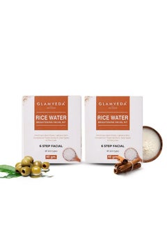 Glamveda Rice Water Brightening Facial Kit Pack Of 2; 6 Steps Facial Kit; 80 Gm  - Image 2
