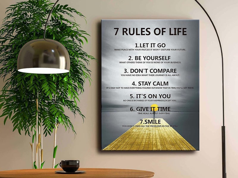 Ploceiny 7 Rules of Life Motivational wall decor on canvas for classroom prints posters,inspiration - Image 5