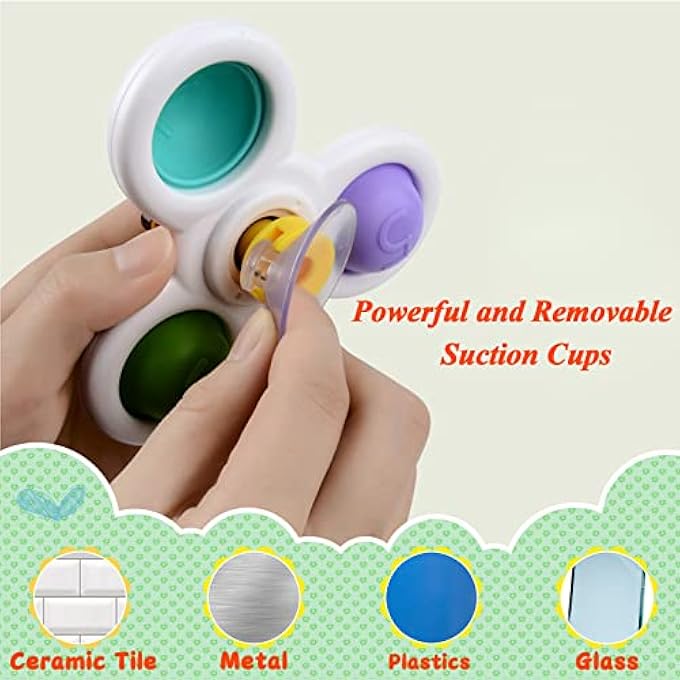 3PCS BATH TOYS FOR TODDLERS 1 3 FIDGET TOYS BABY SENSORY TOYS SUCTION CUP SPINNERS SPINNING HIGH CHAIR WINDOW TOYS - Image 3