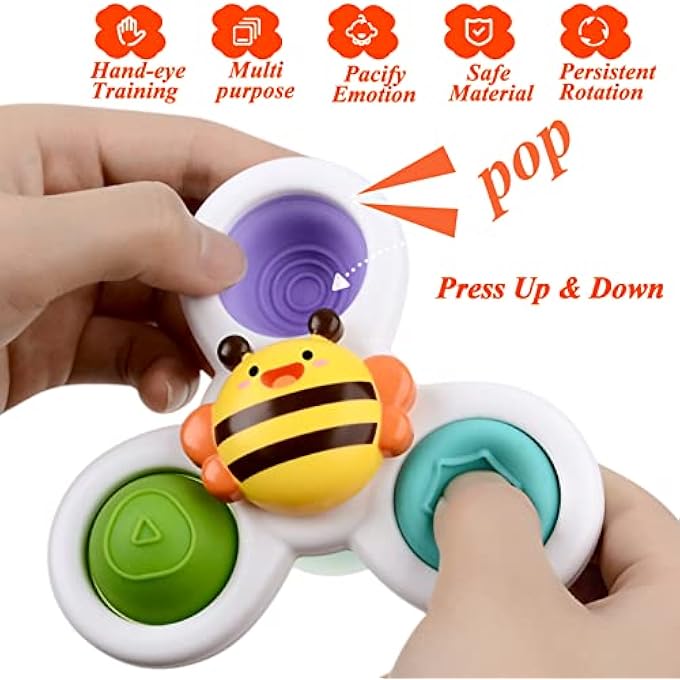 3PCS BATH TOYS FOR TODDLERS 1 3 FIDGET TOYS BABY SENSORY TOYS SUCTION CUP SPINNERS SPINNING HIGH CHAIR WINDOW TOYS - Image 2