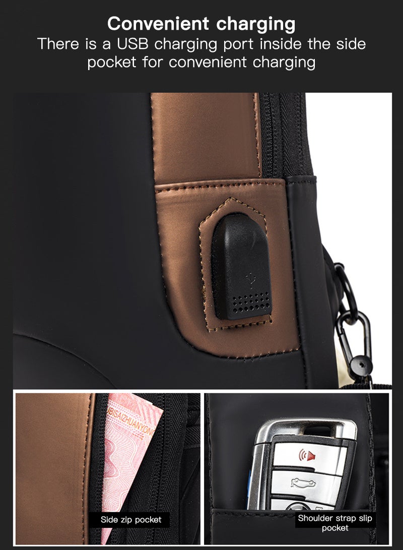 Sharpdo Crossbody Sling Backpacks Sling Bag for Men Women, Shoulder Backpack Chest Bags with USB Charger Port - Image 3