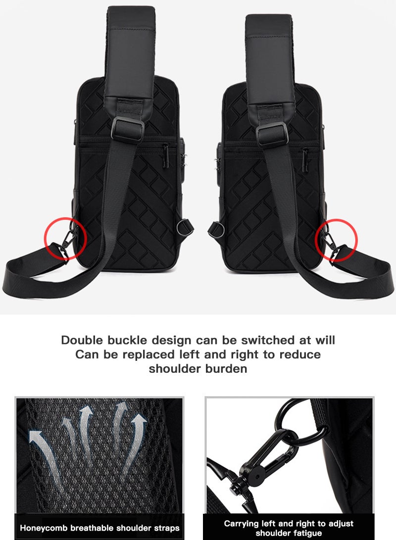 Sharpdo Crossbody Sling Backpacks Sling Bag for Men Women, Shoulder Backpack Chest Bags with USB Charger Port - Image 4