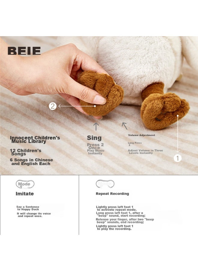 Beie Happy Duck Baby Learning To Speak Repeating Duck Plush Comforting Doll Toy Basic Version, Newborn Children's Gift - Image 1
