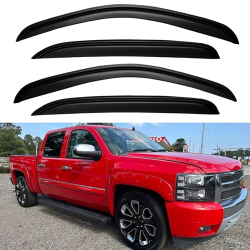 Window Visors Rain Guards for 20072013 Chevy SilveradoGMC Sierra 1500Avalanche Crew Cab Window Vent Wind Deflectors Visors Shades for 20072014 SilveradoSierra 2500HD3500HDSuburbanYukon XL