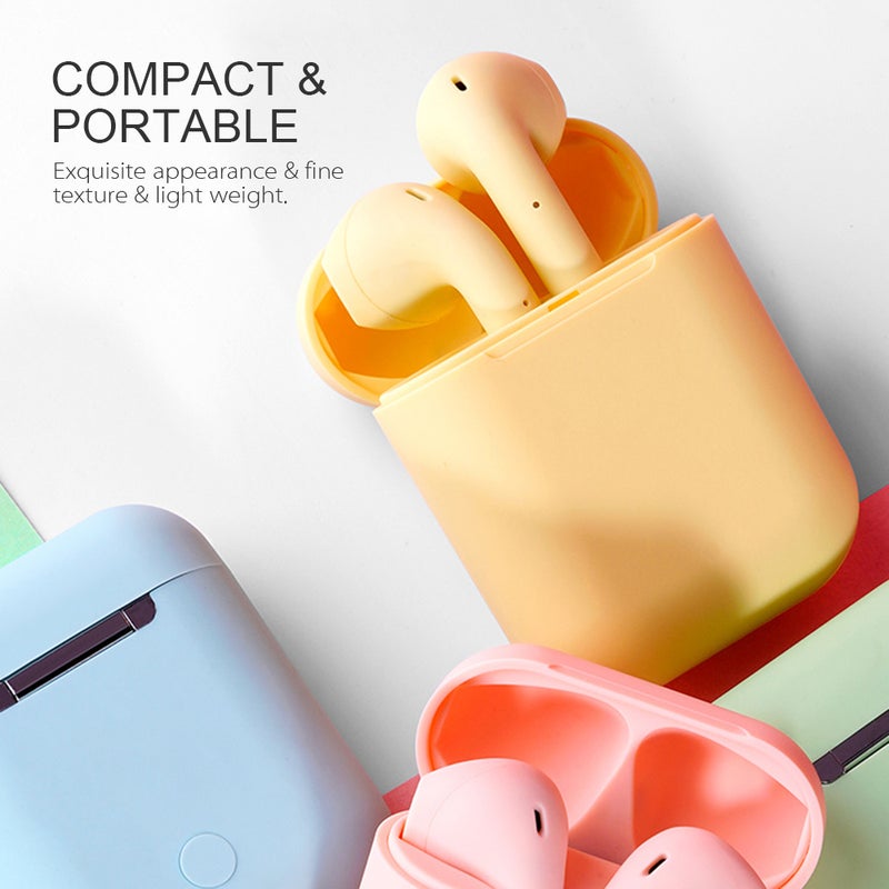 inPods 12 True Wireless Earphones Frosted Macaroon Wireless BT Earphones BT 5.0 Smart TWS Headset Portable Sports TWS Wireless Headset with 300mAh Charging Case Touch-control Noise Reduction Compatible with Android / iOS Devices Blue - Image 5