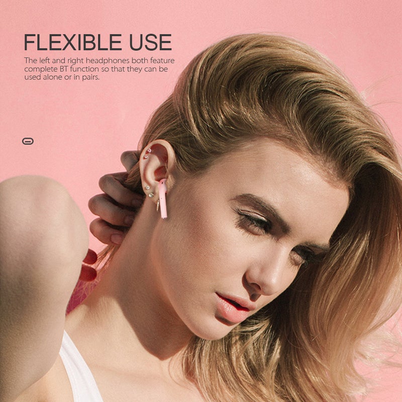 inPods 12 True Wireless Earphones Frosted Macaroon Wireless BT Earphones BT 5.0 Smart TWS Headset Portable Sports TWS Wireless Headset with 300mAh Charging Case Touch-control Noise Reduction Compatible with Android / iOS Devices Blue - Image 2