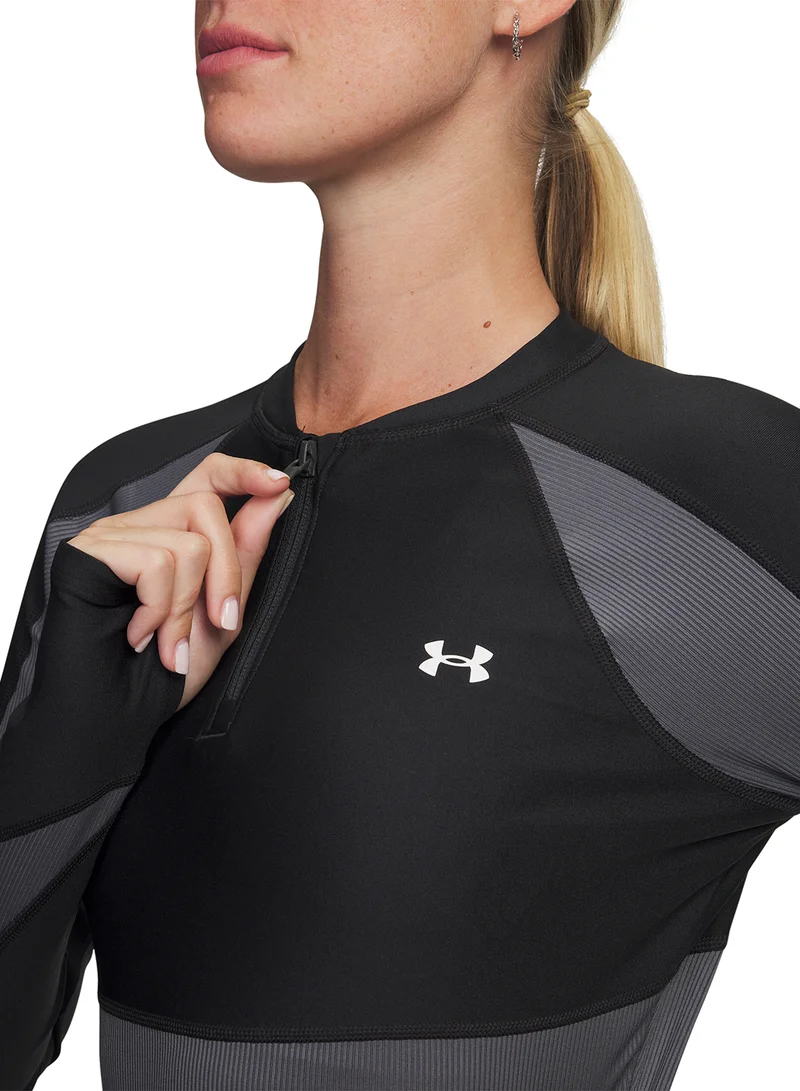 اندر ارمر 1/4 HeatGear Ribbed Zip T-Shirt