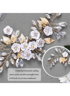 Silver Flower Bride Wedding Hair Vine Crystal Bridal Hair Piece Rhinestone Hair Accessories Leaf Hair Jewelry For Women And Girls(5.5Inches) (Bgold) - pzsku/ZC7B9D0EBD17B0C2E5A9FZ/45/_/1719065033/6b62f242-1aff-461d-ab85-4be209ecb514