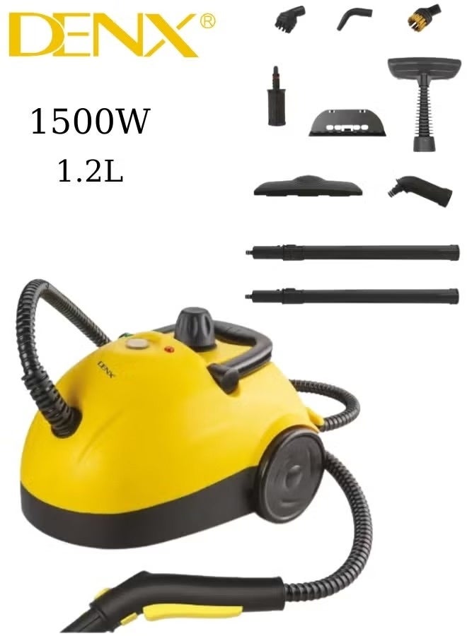Denx 🔸 DENX DX2914 Powerful Multi-Purpose Steam Cleaner – 1500W High Performance, 3.5 Bar Steam Pressure, 1.2L Water Tank, 3m Long Cord – Deep Cleaning & Disinfection for Floors, Furniture & Surfaces Without Chemicals
