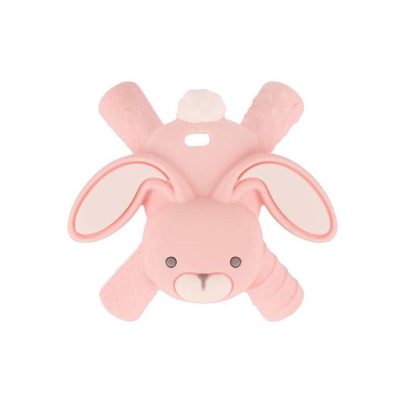 Itzy Ritzy Ritzy Teether for Molars Massages Sore Gums Reaches Back Molars Silicone Baby Teething Toy with Multiple Textures Flexible Design Teething Relief for 3 Months Up Bunny