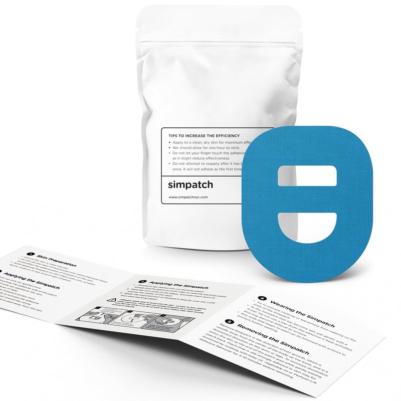 SIMPATCH Omnipod Adhesive Patch with Strap (25-Pack) – Waterproof Adhesive, CGM Tape (Blue) - Image 2