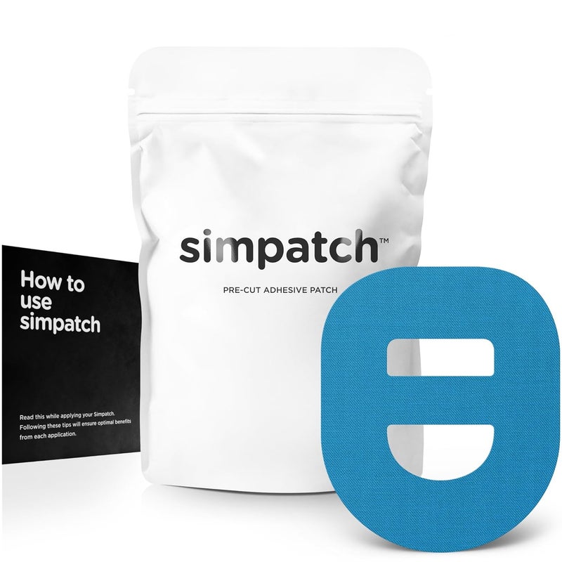 SIMPATCH Omnipod Adhesive Patch with Strap (25-Pack) – Waterproof Adhesive, CGM Tape (Blue) - Image 1