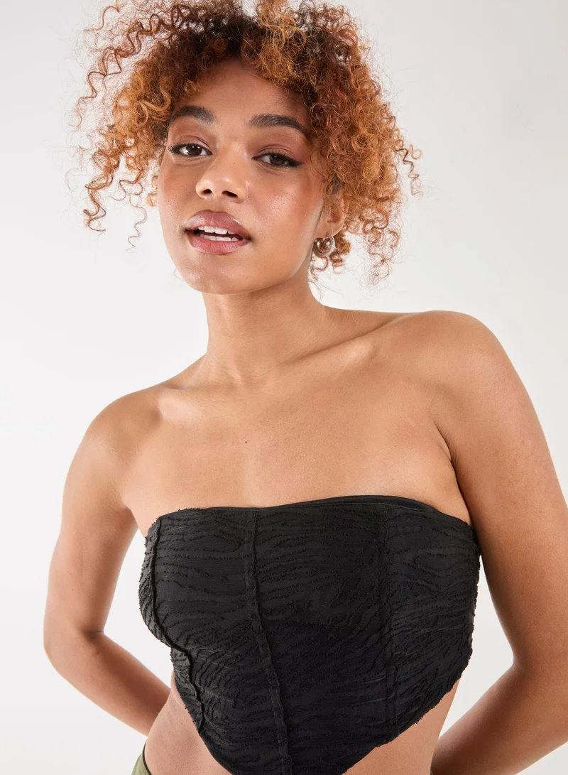 Pink Vanilla Tiger Print Textured Corset Top