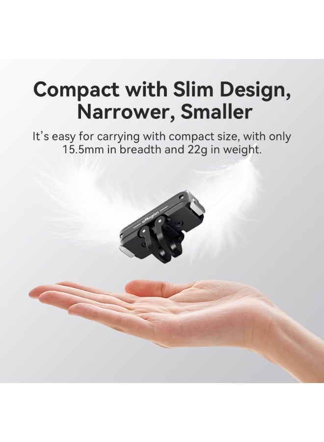 aMagisn قاعدة تثبيت مغناطيسية سريعة لكاميرا DJI Action 5 Pro / 4 / 3، تصميم معدني خفيف مع مغناطيس قوي، منفذ برغي 1/4 وشوكتين، مضاد للاهتزاز وصغير الحجم - Image 4