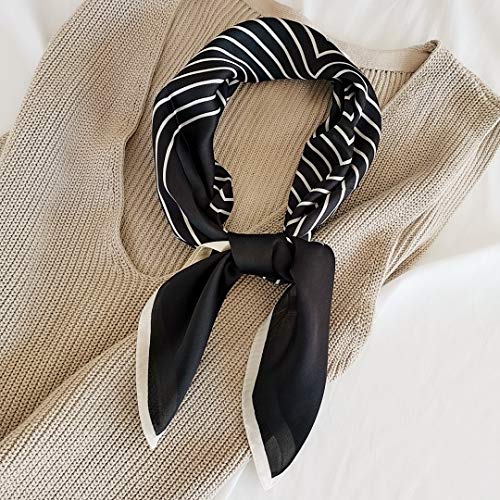 FONYVE Silk Feeling Scarf Medium Square Satin Head Wrap for Women 27.5 inches - Image 3