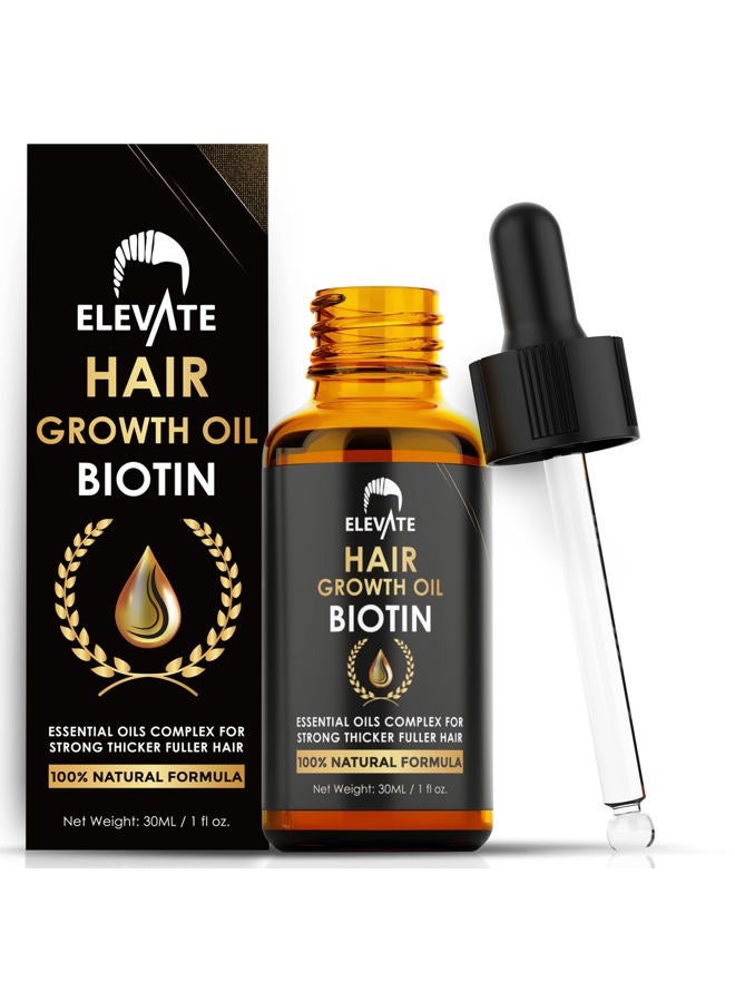 ELEVATE Hair Growth Oil - Biotin Serum & Castor Oil Natural Vitamin Treatment for Stronger, Thicker, Longer Hair and Regrowth - Prevent Thinning and Loss for Men & Women, 1 Fl Oz - Image 1