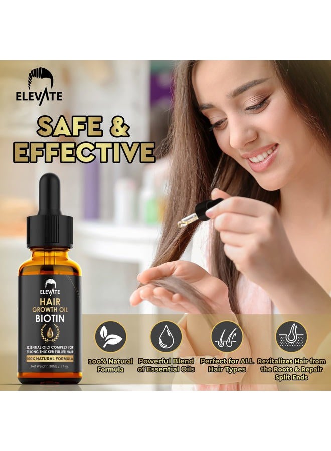 ELEVATE Hair Growth Oil - Biotin Serum & Castor Oil Natural Vitamin Treatment for Stronger, Thicker, Longer Hair and Regrowth - Prevent Thinning and Loss for Men & Women, 1 Fl Oz - Image 2