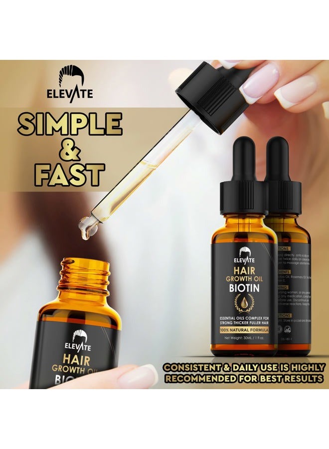 ELEVATE Hair Growth Oil - Biotin Serum & Castor Oil Natural Vitamin Treatment for Stronger, Thicker, Longer Hair and Regrowth - Prevent Thinning and Loss for Men & Women, 1 Fl Oz - Image 3