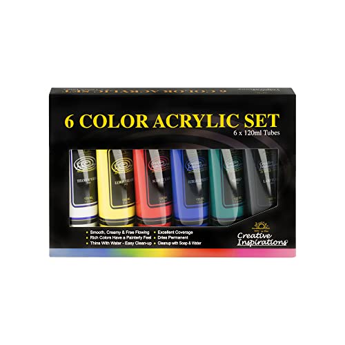 Creative Inspirations Acrylic Paint Set of 6 – 120ml Tubes Art Paint Set for Classroom, Educator & More - Paint Supplies - Image 1