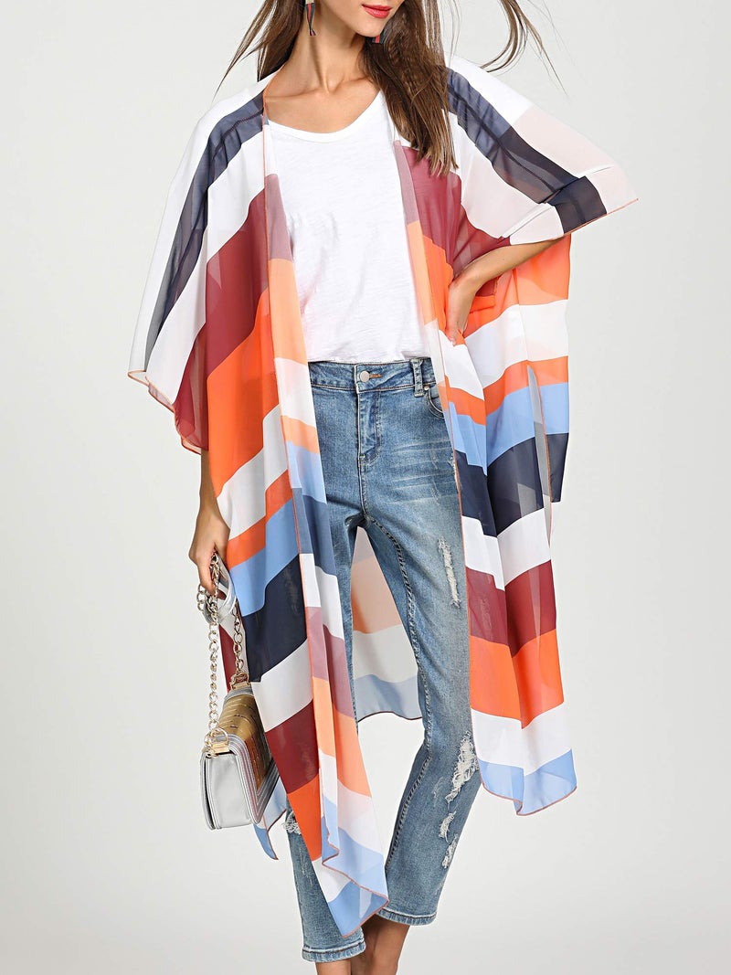 Hibluco Women's Long Floral Kimono Printed Cardigan Sheer Swimsuit Cover Ups - Image 3
