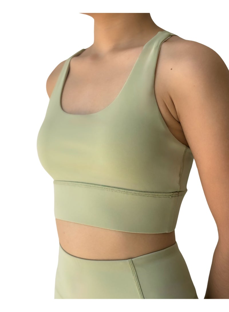 Texcraft Women's Sports Bra with Criss-Cross Back – High Elasticity & Breathable Workout Top-Green - Image 3