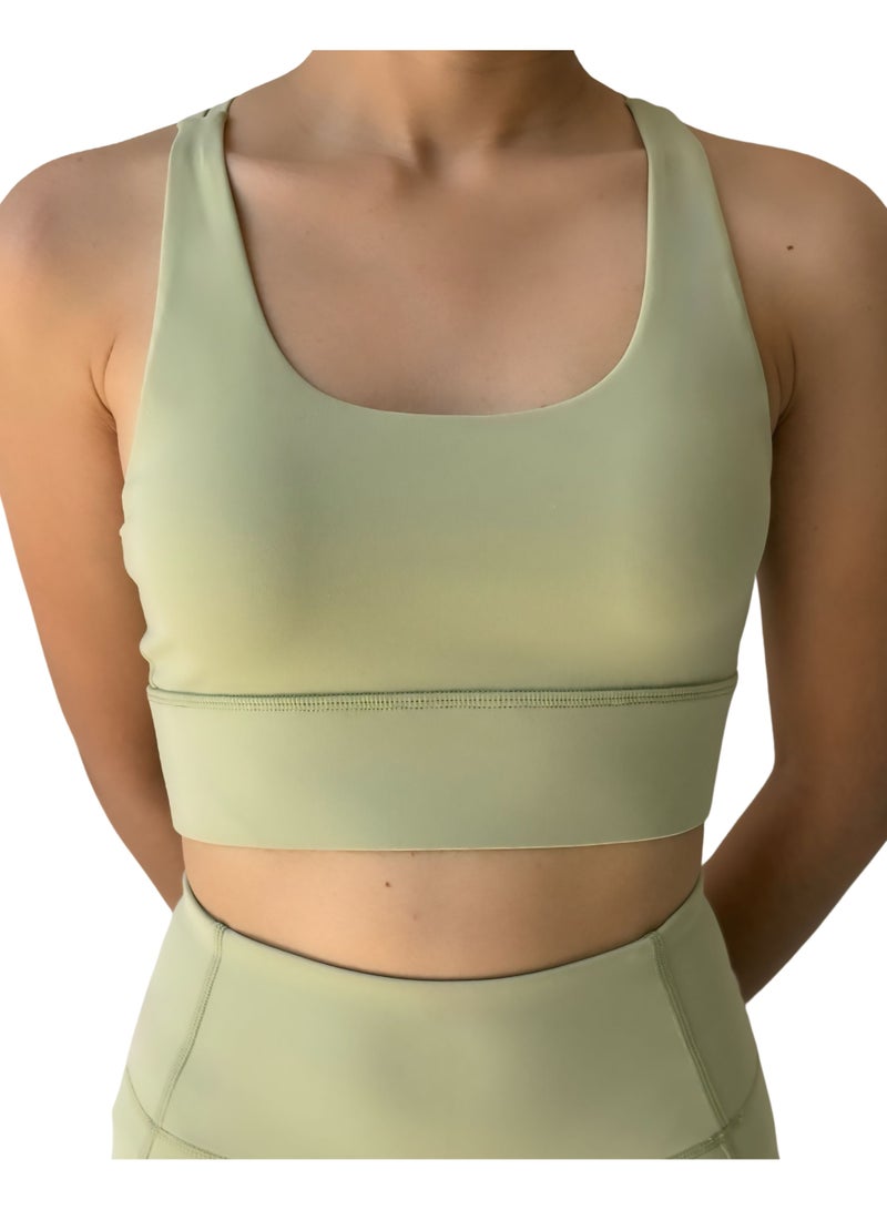 Texcraft Women's Sports Bra with Criss-Cross Back – High Elasticity & Breathable Workout Top-Green - Image 2