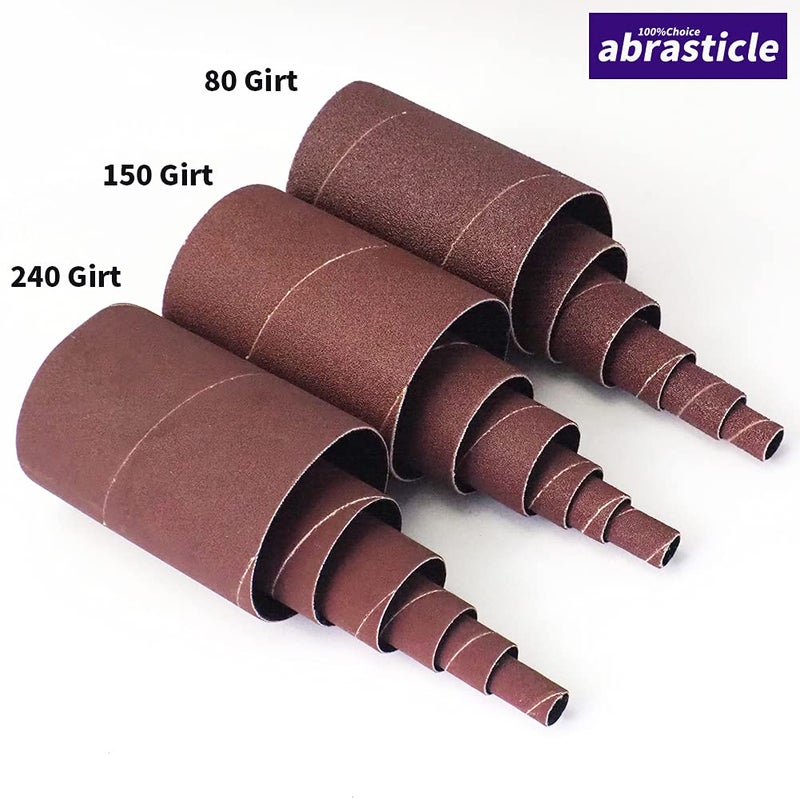abrasticle 18 Pack Spindle Sander Sleeves, Sanding Sleeves for Oscillating Sander, 80 150 240 Assorted Grit Sandpaper, 4-1/2" Length, 1/2",3/4",1",1-1/2", 2", 3" Diameter - Image 2